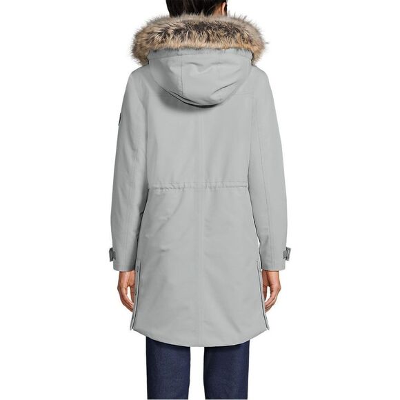 Land's End Expedition Coat Waterproof Down 600 fill Faux Fur Hood Fog Color MP - Picture 8 of 17